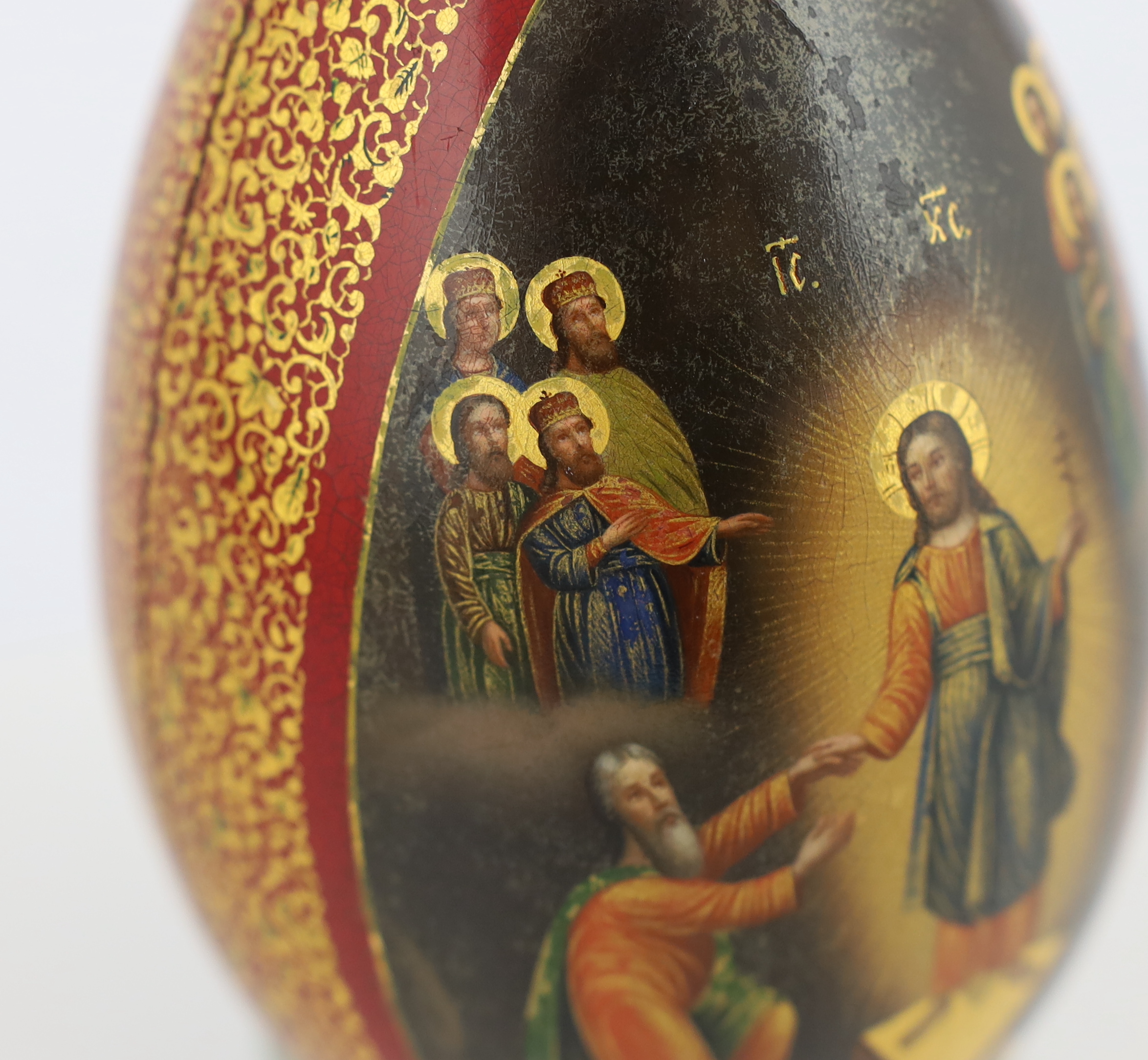 A Russian lacquer ‘Old Believers’ Easter egg, c.1860-80